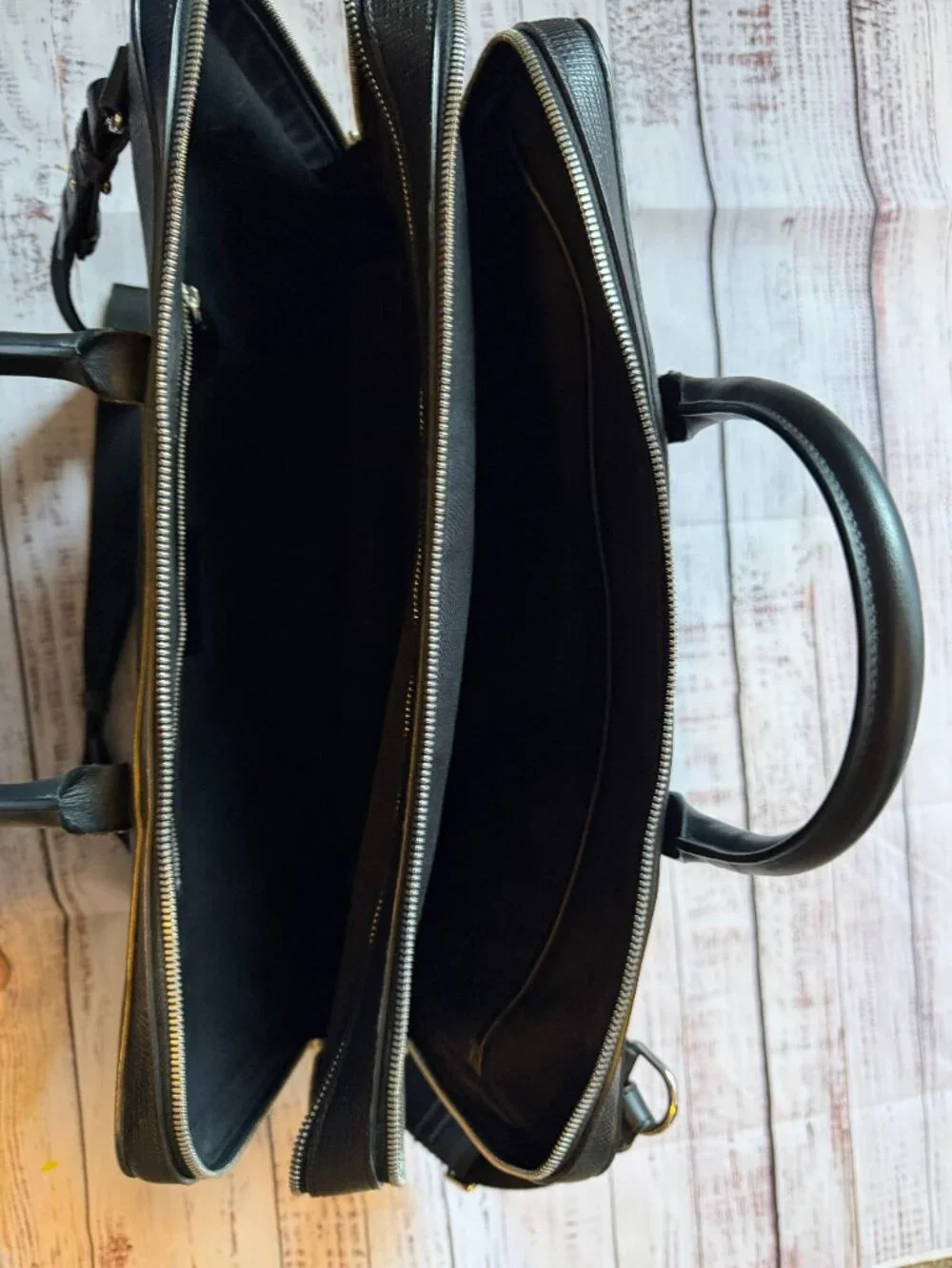 Smythson of Bond Street Black Leather Briefcase Ludlow